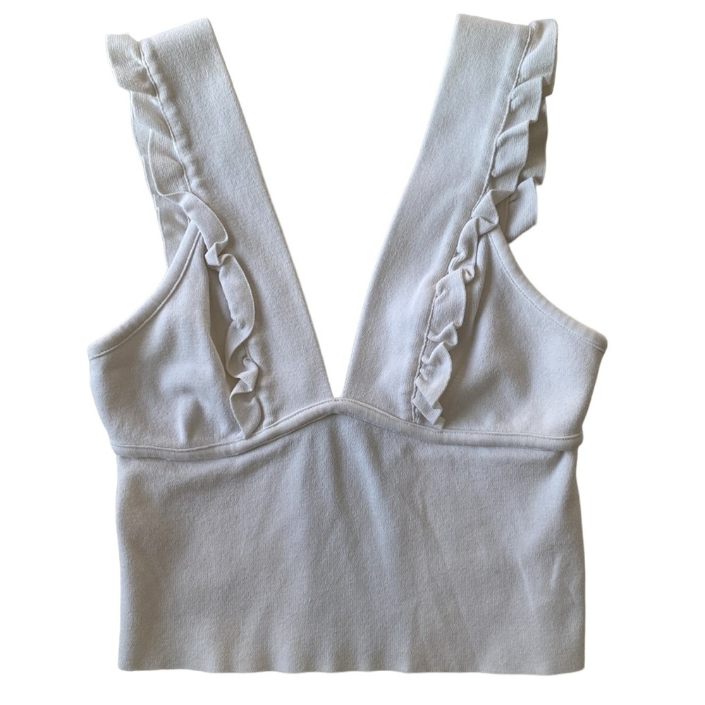 Zara White Knit Crop Top Sz S